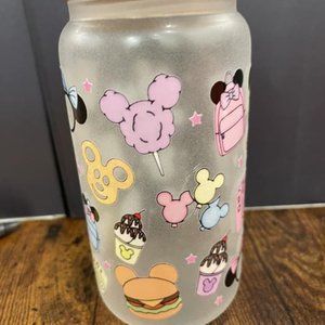 GLOW IN THE DARK DISNEY DESSERT THEME GLASS TUMBLER 16oz